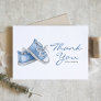 Watercolor Blue Baby Booties Baby Shower Thank You Card