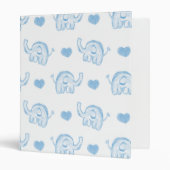 watercolor blue baby elephants and hearts 3 ring binder (Front/Inside)