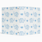 watercolor blue baby elephants and hearts 3 ring binder (Background)