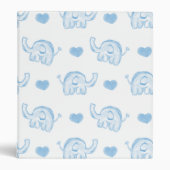 watercolor blue baby elephants and hearts 3 ring binder (Front)
