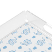 watercolor blue baby elephants and hearts acrylic tray (Corner)