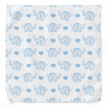 watercolor blue baby elephants and hearts bandana
