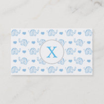 watercolor blue baby elephants and hearts business card