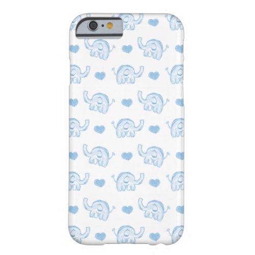 watercolor blue baby elephants and hearts barely there iPhone 6 case