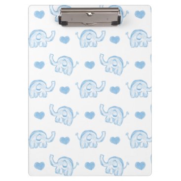 watercolor blue baby elephants and hearts clipboard