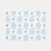 watercolor blue baby elephants and hearts fleece blanket (Front (Horizontal))