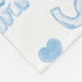 watercolor blue baby elephants and hearts fleece blanket (Corner)