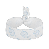 watercolor blue baby elephants and hearts hair tie