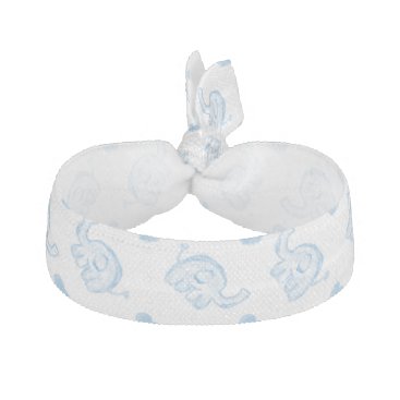watercolor blue baby elephants and hearts hair tie