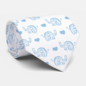 watercolor blue baby elephants and hearts tie (Rolled)