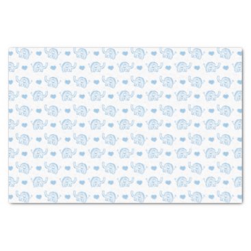 watercolor blue baby elephants and hearts tissue paper