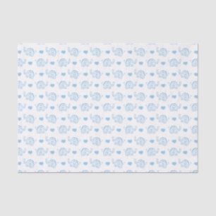 watercolor blue baby elephants and hearts tissue paper