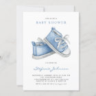 Watercolor Blue Baby Shoes It's a Boy Baby Shower