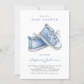 Watercolor Blue Baby Shoes It's a Boy Baby Shower Invitation (Front)