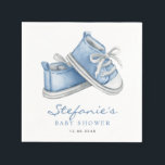 Watercolor Blue Baby Shoes It's a Boy Baby Shower Napkins<br><div class="desc">Add a cute accent to your event tablescape with these customizable baby shower paper napkins. It features watercolor illustration of adorable blue baby booties. Personalize by adding your details. These blue baby shower paper napkins are perfect for It's a Boy baby showers.</div>