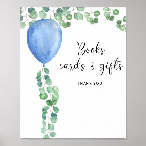 Watercolor Blue Balloon _ books cards and gifts Poster