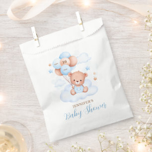 Watercolor Blue Balloon Teddy Bear Baby Shower Favor Bag