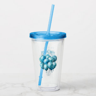 Watercolor Blue Balloons It's A Boy Acrylic Tumbler