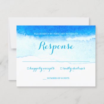 Watercolor Blue Beach Wedding Rsvp by BluePlanet at Zazzle