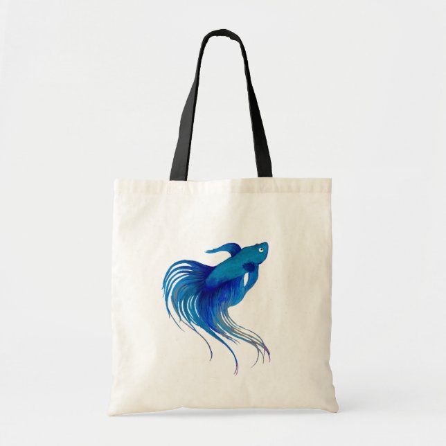 Watercolor Blue Betta Fish Tote Bag (Front)