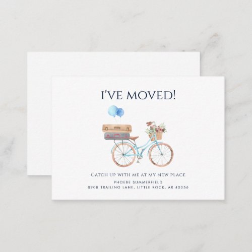 Watercolor Blue Bike Ive Moved Moving Announcement