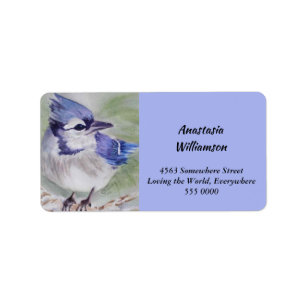 WATERCOLOR BLUE BIRD ADDRESS LABEL