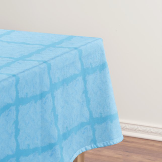 Watercolor Blue Block Tablecloth (In Situ)