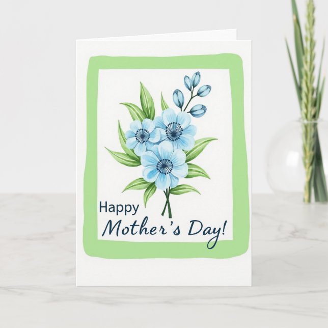 Watercolor Blue Blossom Card (Front)