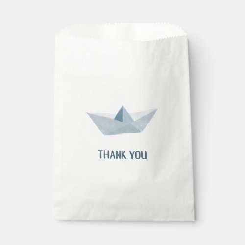 Watercolor Blue Boat Boy Birthday Party Favor Bag