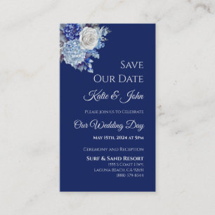 Watercolor Blue Bouquet-Wedding Save the Date- Business Card