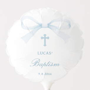 Watercolor Blue Bow Baptism Balloon