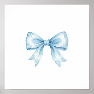 Watercolor Blue Bow Framed Art Elegant Nursery Poster