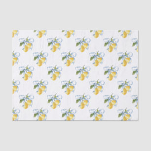 Watercolor Blue Bow Lemons Tissue Paper