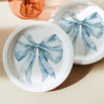 Watercolor blue bow minimalist Toile Baby shower Paper Plates<br><div class="desc">Watercolor blue bow minimalist Toile Baby shower Paper Plates
Matching items available.</div>