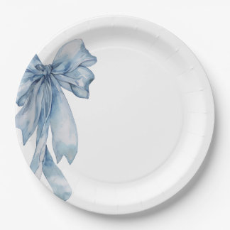 Watercolor Blue Bow Paper Plates