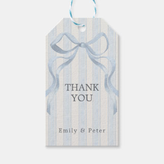 Watercolor Blue Bow Thank You Gift Tags