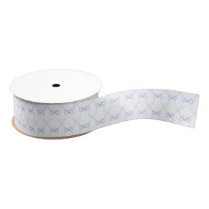 Watercolor Blue Bows Grosgrain Ribbon