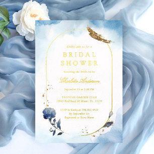 Watercolor Blue Bridal Shower Foil Invitation