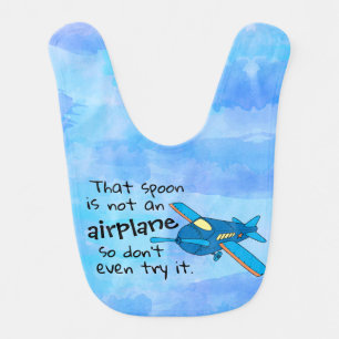 Watercolor Blue Brush Strokes Blue Airplane Baby Bib