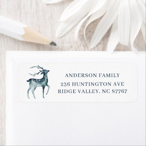 Watercolor Blue Buck Deer Address Label