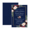 Watercolor Blue Burgundy Floral Gold Wedding