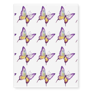 Watercolor blue butterfly temporary tattoo