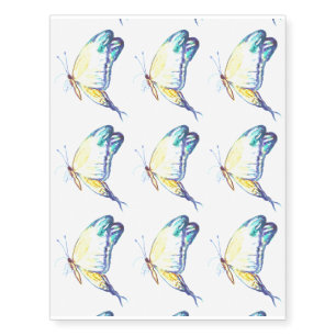 Watercolor blue butterfly temporary tattoo