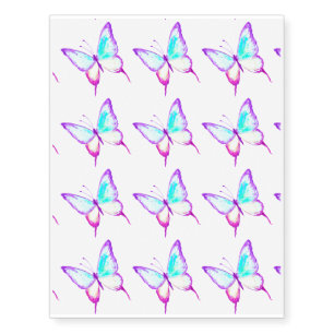 Watercolor blue butterfly temporary tattoo