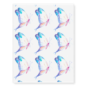 Watercolor blue butterfly temporary tattoo