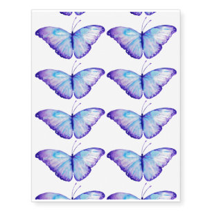 Watercolor blue butterfly temporary tattoo
