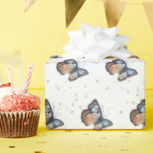 Watercolor Blue Butterfly Wrapping Paper
