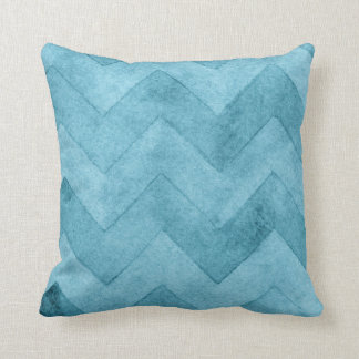 Watercolor Blue Chevron Throw Pillow