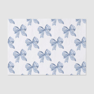 Watercolor Blue Chinoiserie Bows Tissue Paper