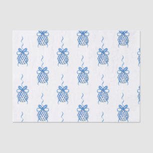 Watercolor Blue Chinoiserie Ornaments Christmas Tissue Paper